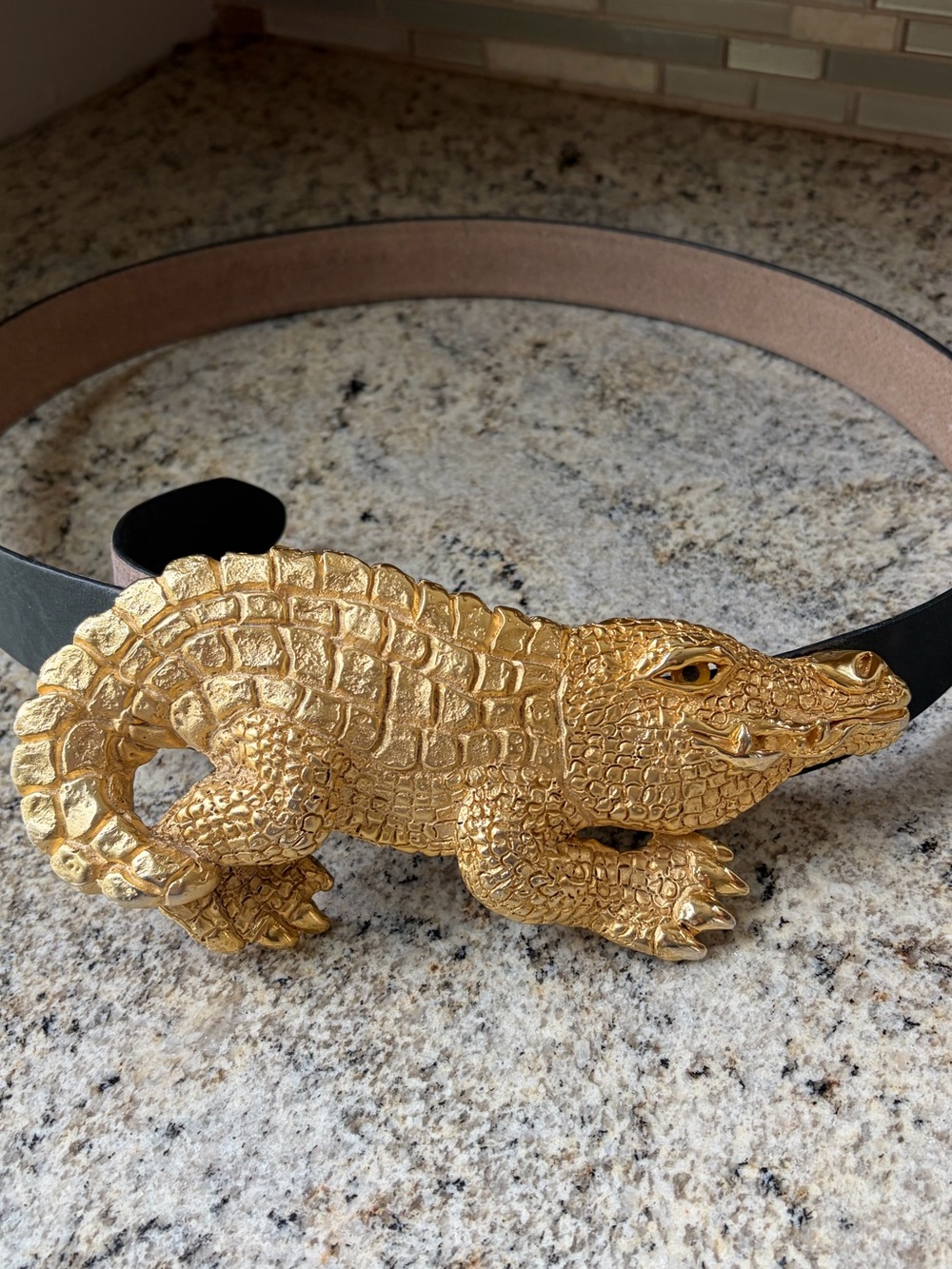 Margarita Barrera VINTAGE 18k gold plated 8” alligator croc BELT 1990
